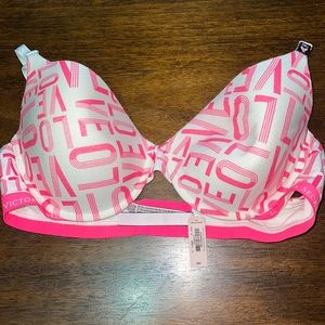Victoria’s Secret pink & white push up bra size 38C NWT